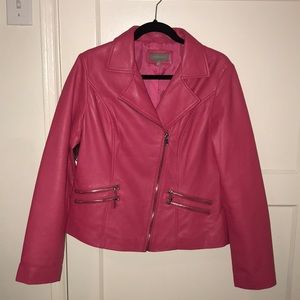 Vintage Neiman Marcus hot pink moto leather jacket